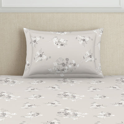 Floral Grey Polycotton Bedsheets Single Harmony - By Welspun