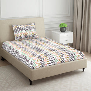 Geometric Pink Polycotton Bedsheets Single Harmony - By Welspun