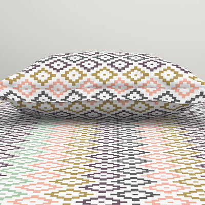 Geometric Pink Polycotton Bedsheets Single Harmony - By Welspun