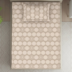 Ornate Beige Polycotton Bedsheets Single Harmony - By Welspun