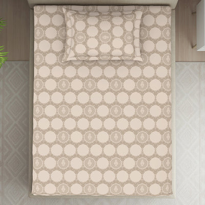 Ornate Beige Polycotton Bedsheets Single Harmony - By Welspun