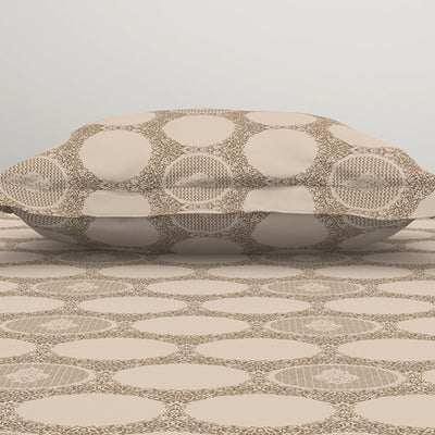 Ornate Beige Polycotton Bedsheets Single Harmony - By Welspun