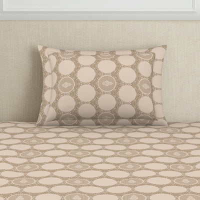Ornate Beige Polycotton Bedsheets Single Harmony - By Welspun