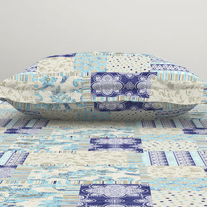 Geometric Blue Polycotton Bedsheets Single Harmony - By Welspun