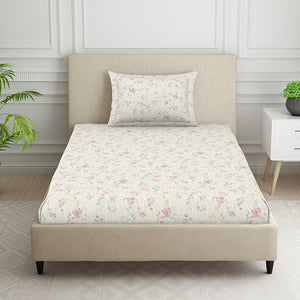 Gloral Pink Polycotton Bedsheets Single Harmony - By Welspun