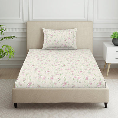 Gloral Pink Polycotton Bedsheets Single Harmony - By Welspun