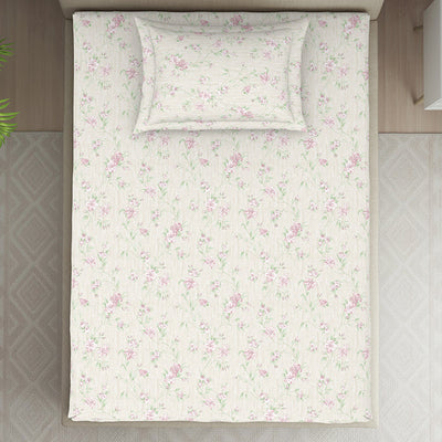 Gloral Pink Polycotton Bedsheets Single Harmony - By Welspun