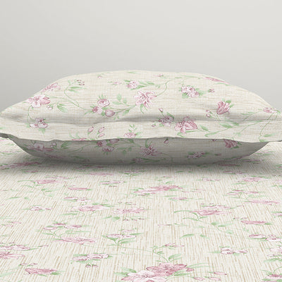 Gloral Pink Polycotton Bedsheets Single Harmony - By Welspun