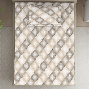 Geometric Beige Polycotton Bedsheets Single Harmony - By Welspun