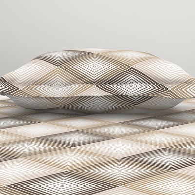 Geometric Beige Polycotton Bedsheets Single Harmony - By Welspun