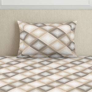 Geometric Beige Polycotton Bedsheets Single Harmony - By Welspun