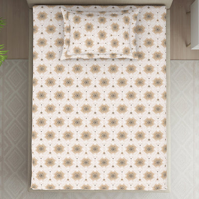 Ornate Brown Polycotton Bedsheets Single Harmony - By Welspun