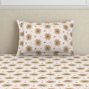 Ornate Brown Polycotton Bedsheets Single Harmony - By Welspun