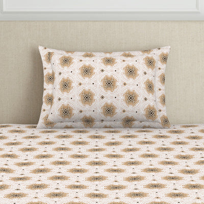 Ornate Brown Polycotton Bedsheets Single Harmony - By Welspun