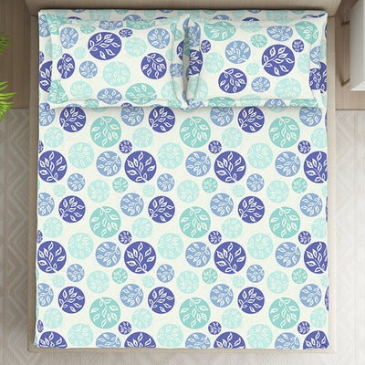 Ornate Blue Polycotton Bedsheets Double Harmony - By Welspun