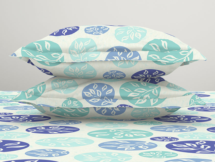 Ornate Blue Polycotton Bedsheets Double Harmony - By Welspun
