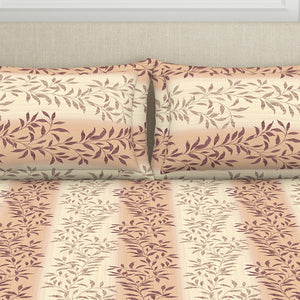 Ornate Brown Polycotton Bedsheets Double Harmony - By Welspun