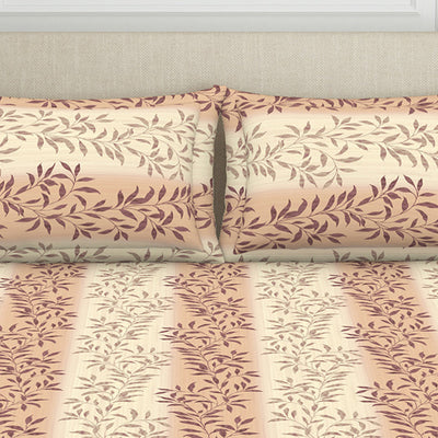 Ornate Brown Polycotton Bedsheets Double Harmony - By Welspun