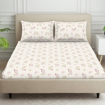 Floral Grey Polycotton Bedsheets Double Harmony - By Welspun