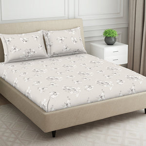 Floral Grey Polycotton Bedsheets Double Harmony - By Welspun