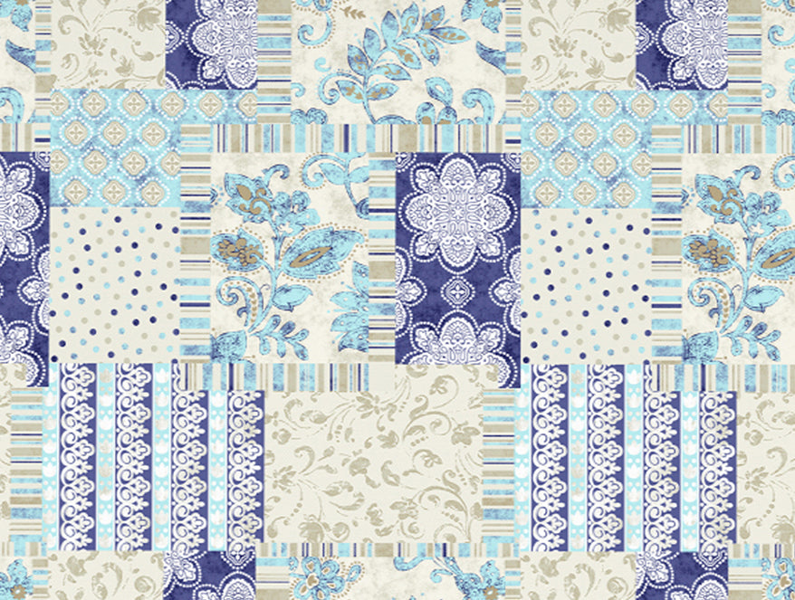 Geometric Blue Polycotton Bedsheets Double Harmony - By Welspun