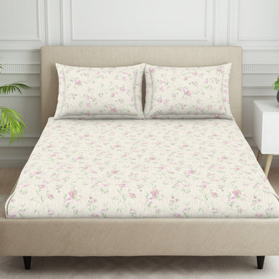 Gloral Pink Polycotton Bedsheets Double Harmony - By Welspun