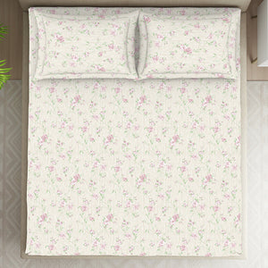 Gloral Pink Polycotton Bedsheets Double Harmony - By Welspun