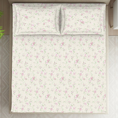 Gloral Pink Polycotton Bedsheets Double Harmony - By Welspun