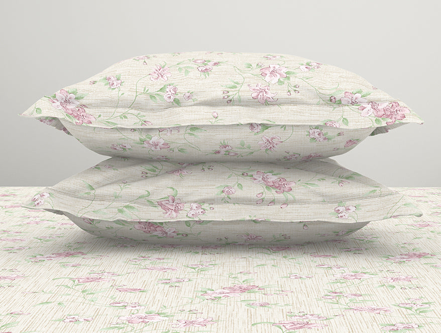 Gloral Pink Polycotton Bedsheets Double Harmony - By Welspun