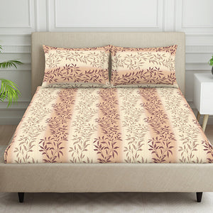 Ornate Brown Polycotton Fitted Queen Harmony - By Welspun