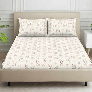 Floral Grey Polycotton Fitted Queen Harmony - By Welspun