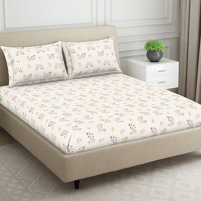 Floral Grey Polycotton Fitted Queen Harmony - By Welspun