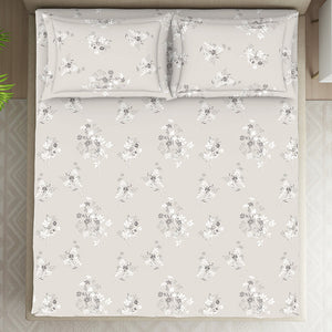 Floral Grey Polycotton Fitted Queen Harmony - By Welspun