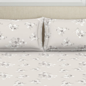 Floral Grey Polycotton Fitted Queen Harmony - By Welspun