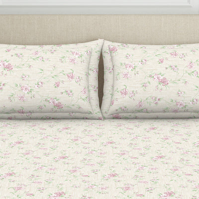 Gloral Pink Polycotton Fitted Queen Harmony - By Welspun