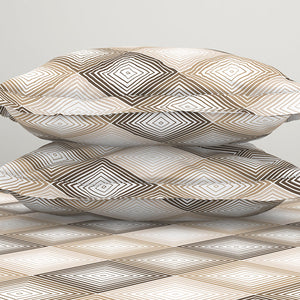 Geometric Beige Polycotton Fitted Queen Harmony - By Welspun