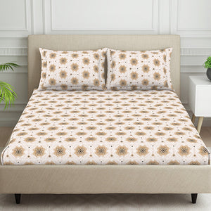 Ornate Brown Polycotton Fitted Queen Harmony - By Welspun