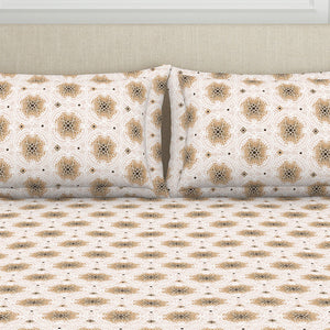 Ornate Brown Polycotton Fitted Queen Harmony - By Welspun