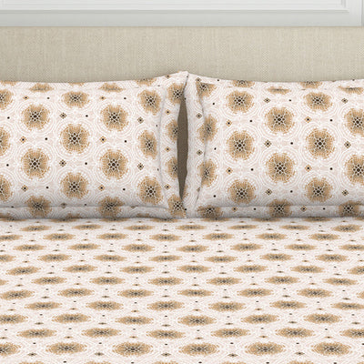 Ornate Brown Polycotton Fitted Queen Harmony - By Welspun