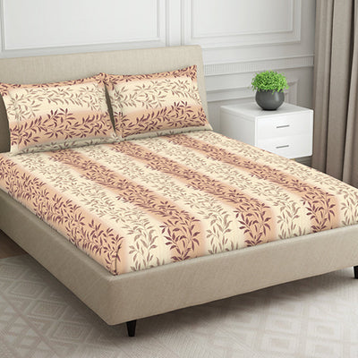 Ornate Brown Polycotton Fitted King Harmony - By Welspun