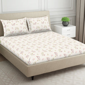 Floral Grey Polycotton Fitted King Harmony - By Welspun