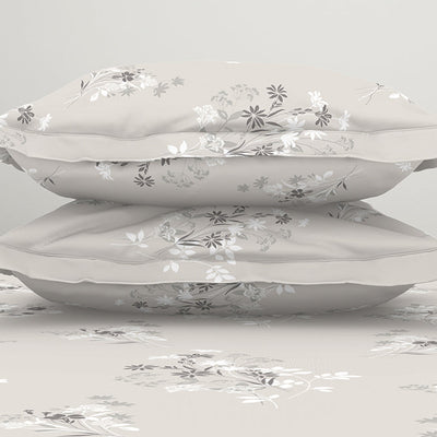 Floral Grey Polycotton Fitted King Harmony - By Welspun