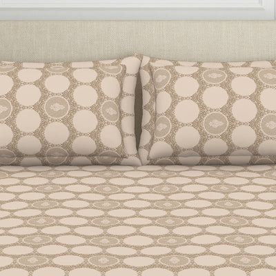 Ornate Beige Polycotton Fitted King Harmony - By Welspun