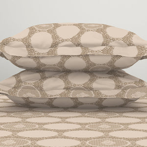 Ornate Beige Polycotton Fitted King Harmony - By Welspun