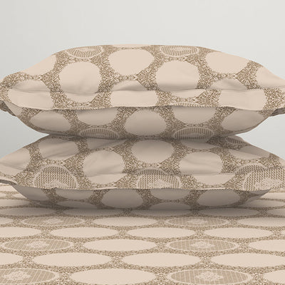Ornate Beige Polycotton Fitted King Harmony - By Welspun