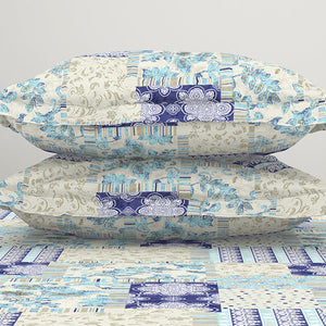 Geometric Blue Polycotton Fitted King Harmony - By Welspun