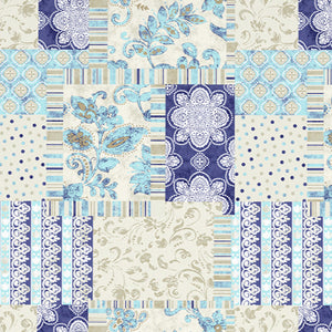 Geometric Blue Polycotton Fitted King Harmony - By Welspun