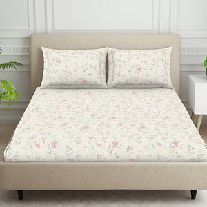 Gloral Pink Polycotton Fitted King Harmony - By Welspun