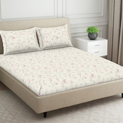 Gloral Pink Polycotton Fitted King Harmony - By Welspun