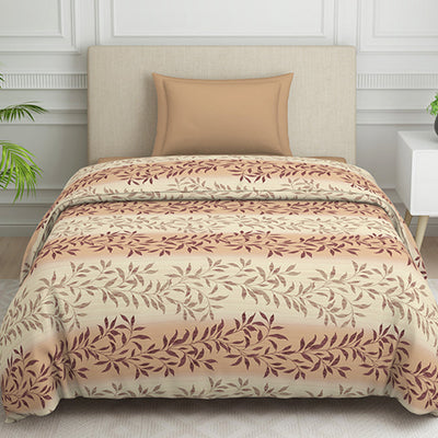 Ornate Brown Polycotton Quilt Single Harmony - By Welspun